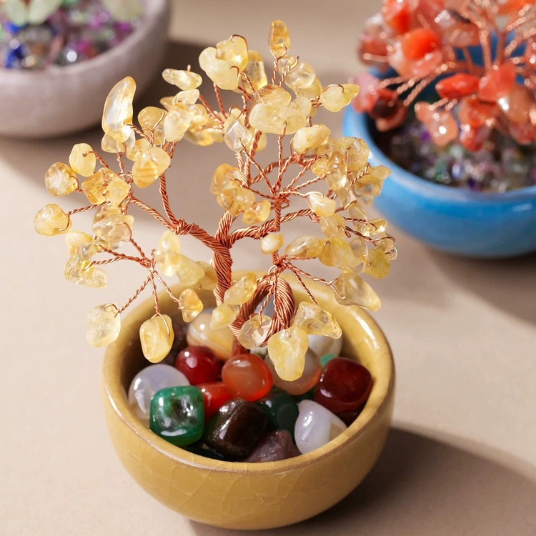 Таан гравийный рулон хрустальное дерево украшение офисного рабочего стола, дерево богатства, украшение дома, переезд коллега Чжао Чжицянь