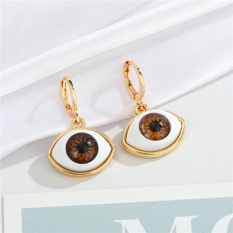 Europe And America Cross Border Ornament Multi-color Eyeballs Ear Clip New Ethnic Dripping Eyes Ear Ring Eyes Eardrop Earring display picture 2