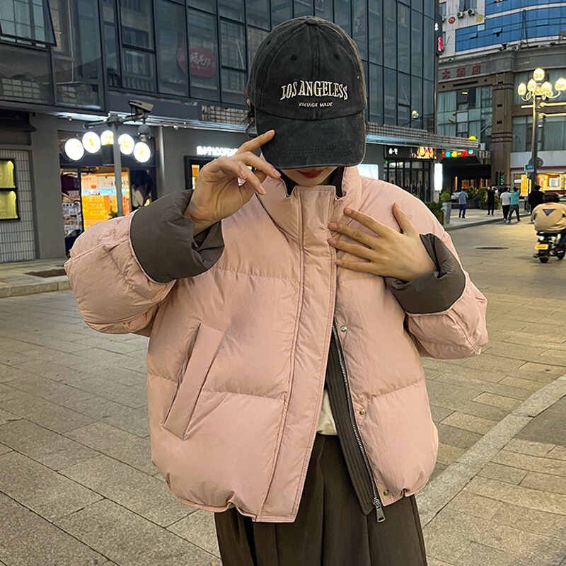 羽绒棉服女冬季2025年新款韩版撞色小个子棉衣面包服短款棉袄外套|undefined
