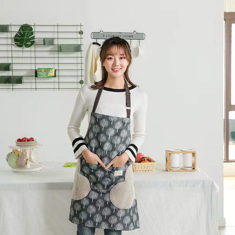 검은 숲 사랑 손 닦는 PVC 앞치마