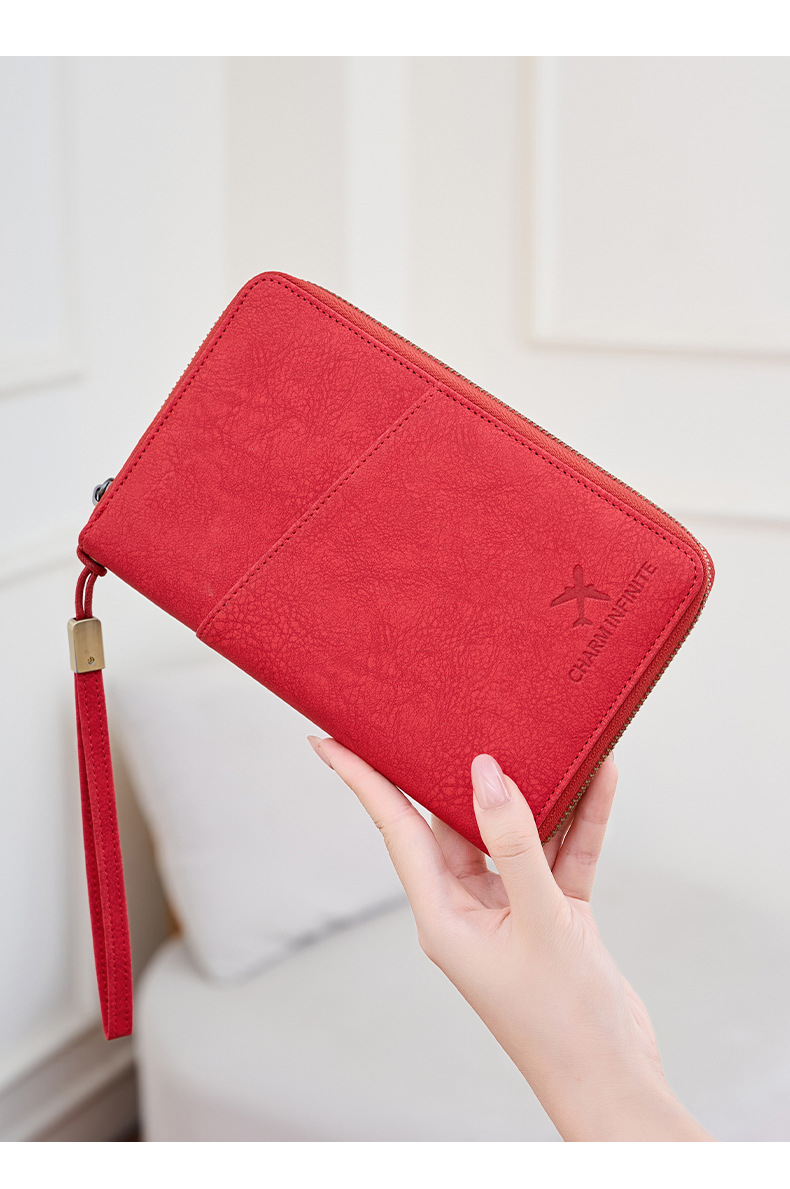 Cross-border new RFID anti-magnetic passport bag long zipper passport holder multifunctional travel ticket storage document bag