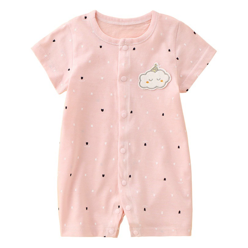 Детский комбинезон из чистого хлопка, летний, тонкий, с короткими рукавами, для новорожденных, пижама, костюм для ползания, цельный.