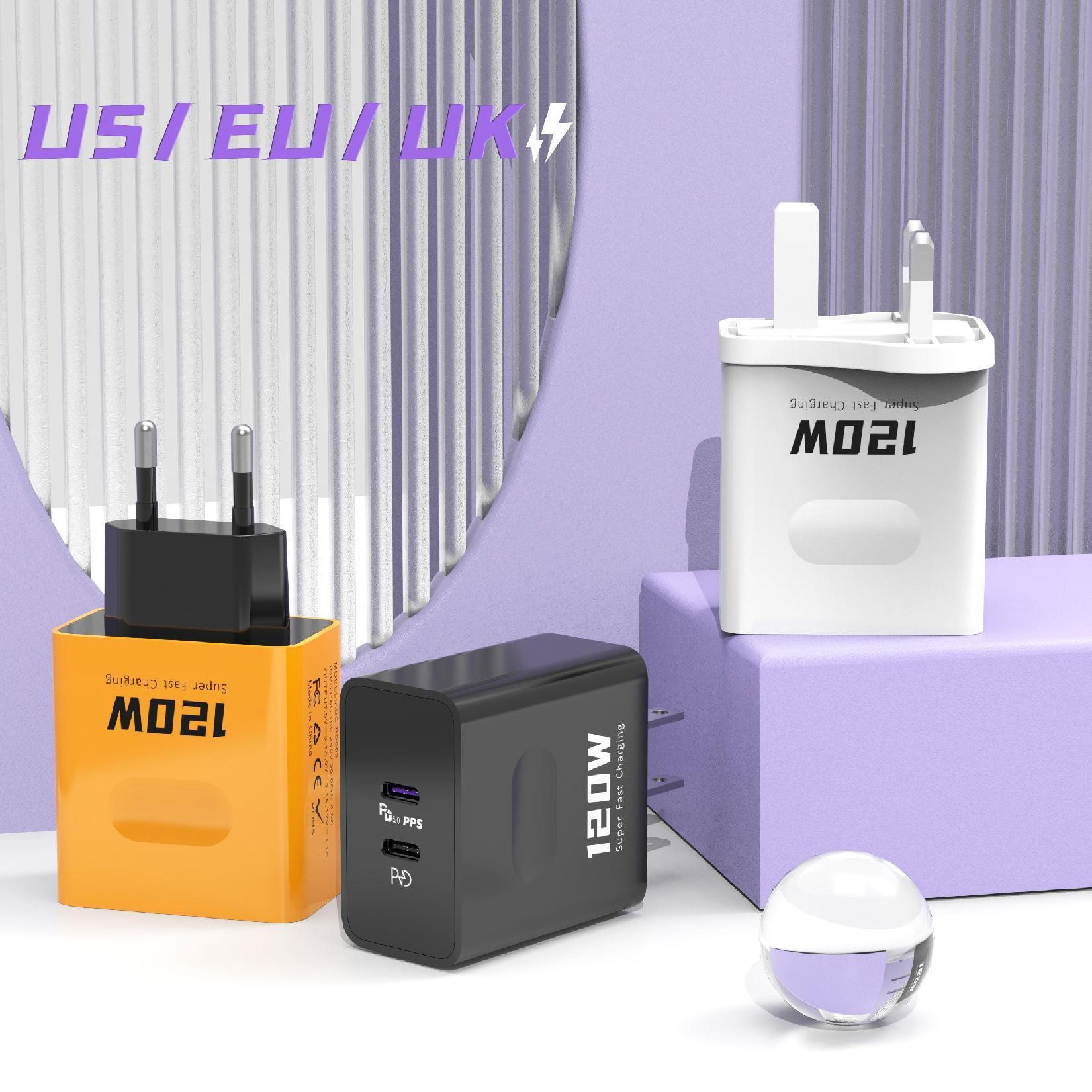 Cargador de alta potencia multipuerto poroso con cabeza de carga rápida de uso general, estándar americano, estándar europeo, estándar británico, estándar australiano, multiinterfaz