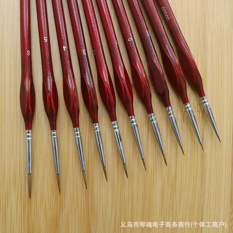 厂家直供现货跨境三角木杆尼龙毛极细狼毫勾线笔水彩笔美甲描边笔