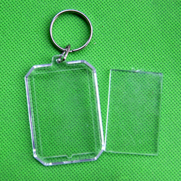 Acrílico transparente en stock llavero foto caligrafía shell PS colgante marco de fotos de plástico