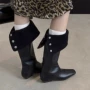 高筒秋冬韩版牛皮骑士靴
