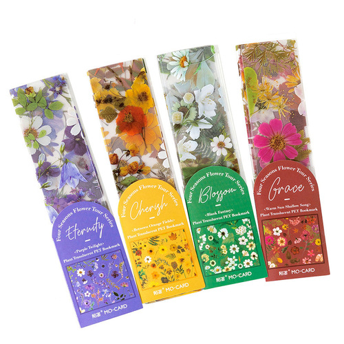 Momo translucent bookmark Four Seasons Flower Travel Series Plant and Flower Book Page Clip Student Supplies Reading Book Clip