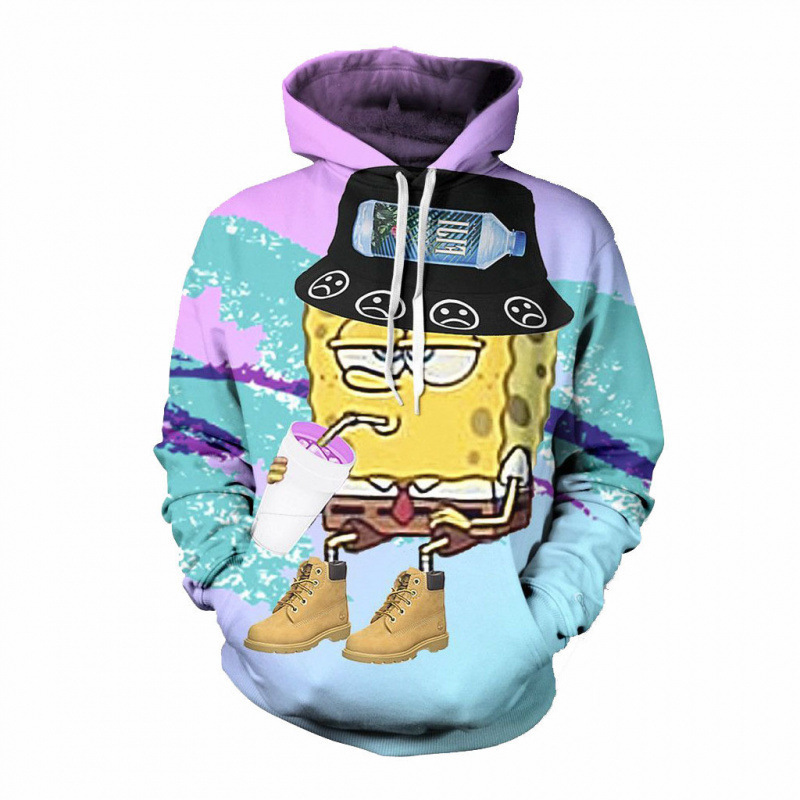 P2025 New Export Model Spongebob Loose Casual Sweatshirt Cartoon 3D Digital Printing Dropshipping P2025 New Export Model Spongebob Loose Casual Sweatshirt Cartoon 3D Digital Printing Dropshipping