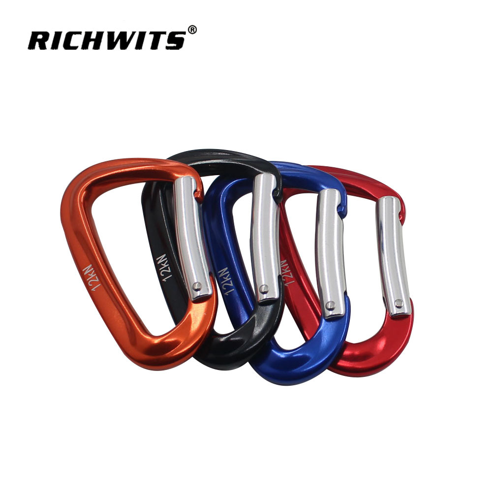 RICHWITS 7075 항공 알루미늄 자동 잠금 D 형 안전 후크 등산 버클 암벽 등반 메인 잠금 D 타입 잠금 장치