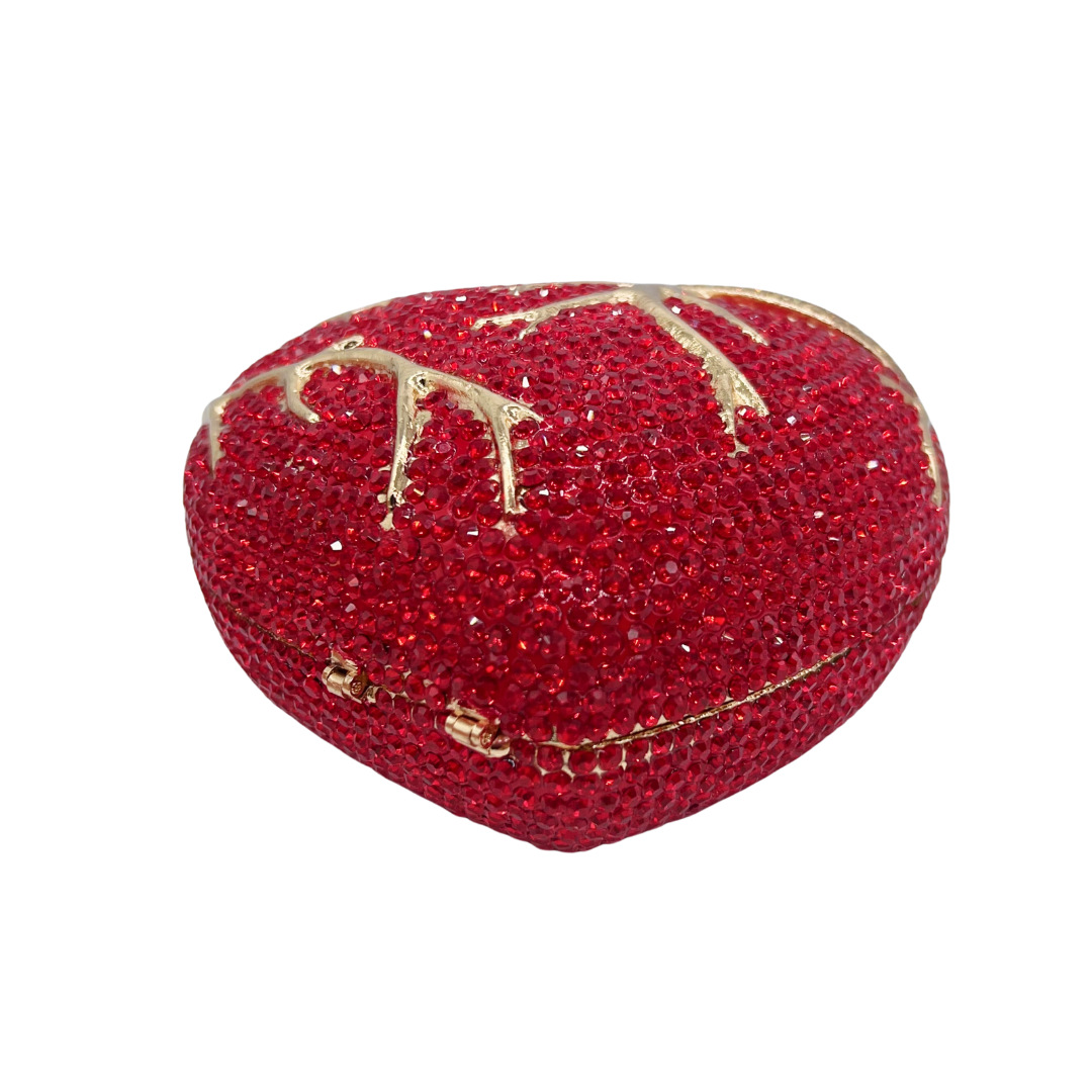 Túi clutch nữ đính đá hình trái tim dạ tiệc — màu đỏ, màu hồng, màu đen chi tiết 8