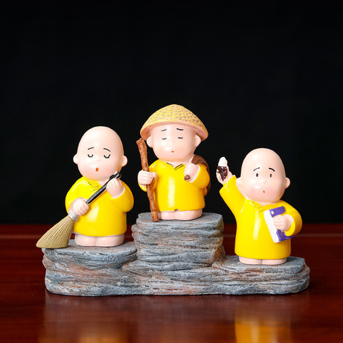 Creative Chinese Zen Four Little Monk Resin Ornaments Creative Little Novice Entrance Bookcase Coffee Table Home Decoration