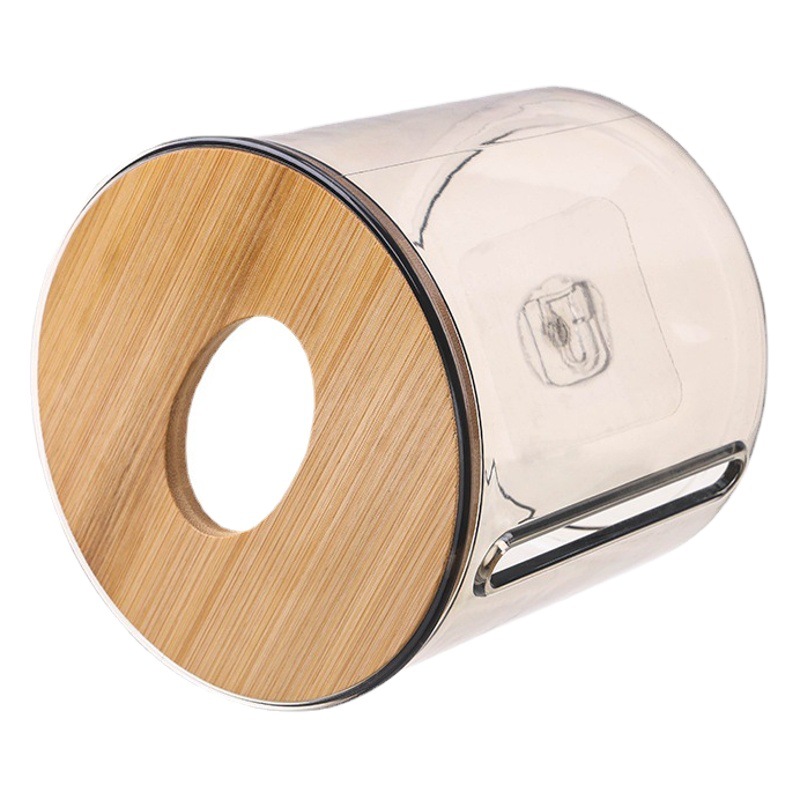 Creativo redondo de plástico caja de almacenamiento de tejido caja de tejido doméstico cubierta de bambú Hotel montado en la pared titular de tejido higiénico