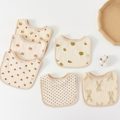 Manufacturer wholesale printed U-shaped bib children's washcloth soft and breathable baby bib kindergarten saliva towel