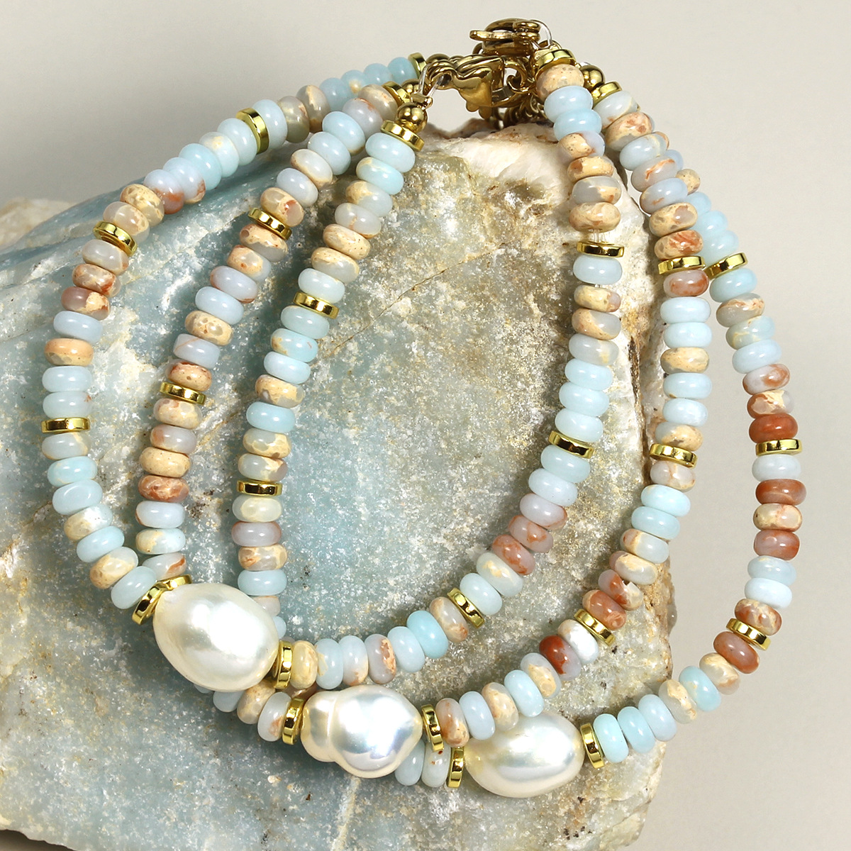 13g Weight Bracelets Classification 316 Stainless Steel Chain Material Ethnic Style Irregular 316L Stainless Steel Shoushan Stone Waterproof Non Tarnish Surgical Steel Beaded Chain Beaded Bracelets For Women's Holiday Daily