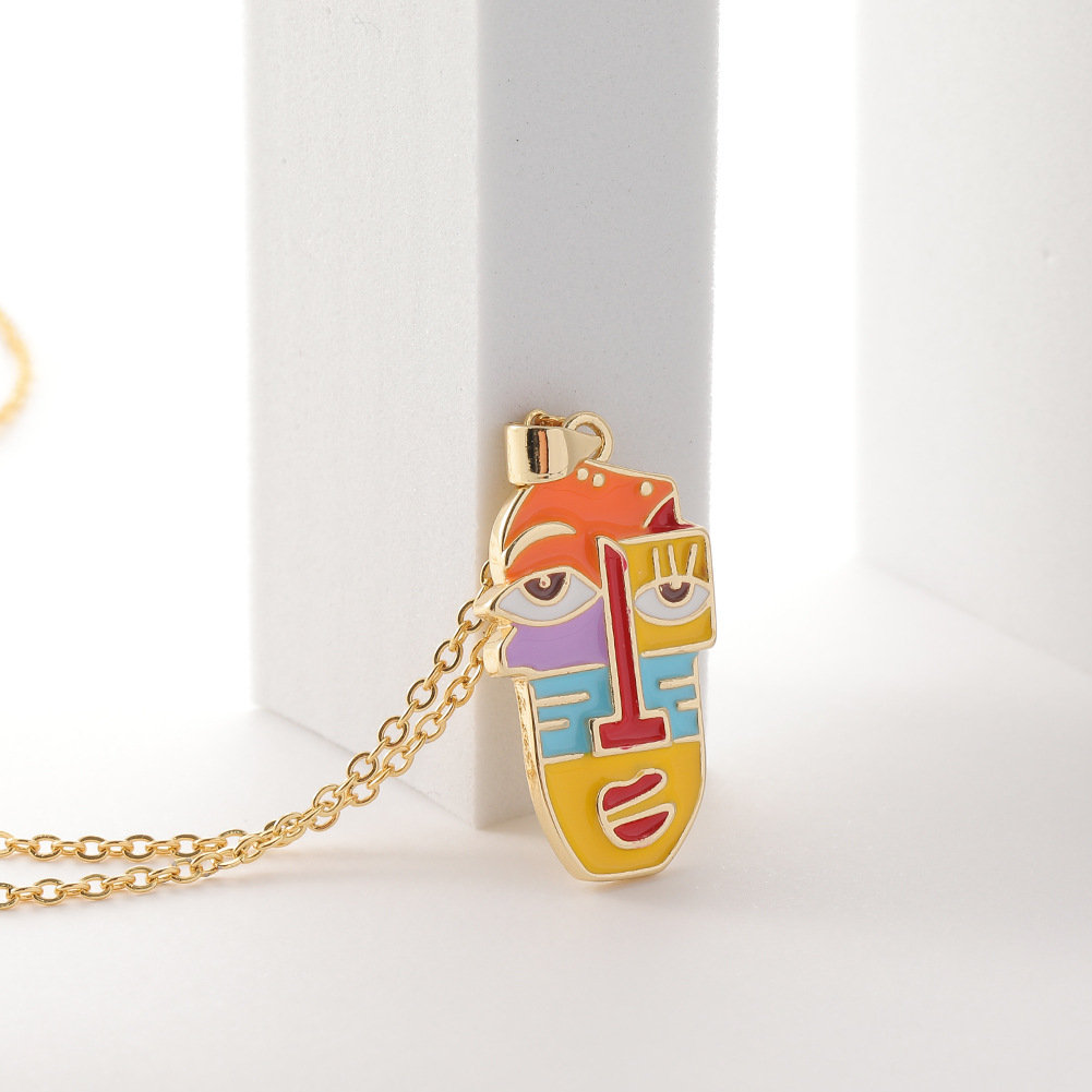 New Cartoon Enamel Dripping Oil Pendant Creative Copper Necklace display picture 2