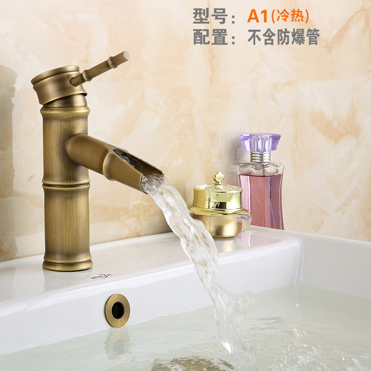 欧式仿古全铜台上盆水龙头竹节面盆水龙头浴室冷热水脸盆水龙头|undefined