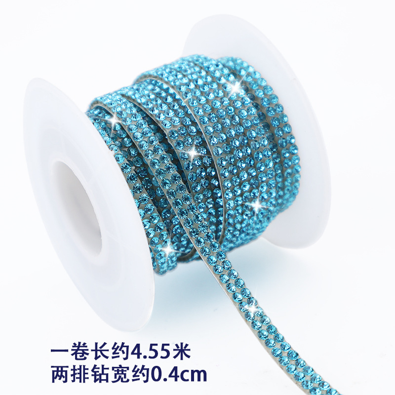 Tiras de diamantes de imitación de doble fila al por mayor con adhesivo, pegatinas de diamantes autoadhesivas, accesorios de ropa DIY, tiras de diamantes de imitación, accesorios de cristal, pegatinas de diamantes