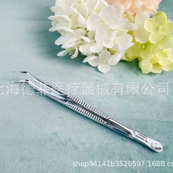 外贸产品 一次性镊子 带套管镊子独立包装尾部圆头镊子   14.5CM