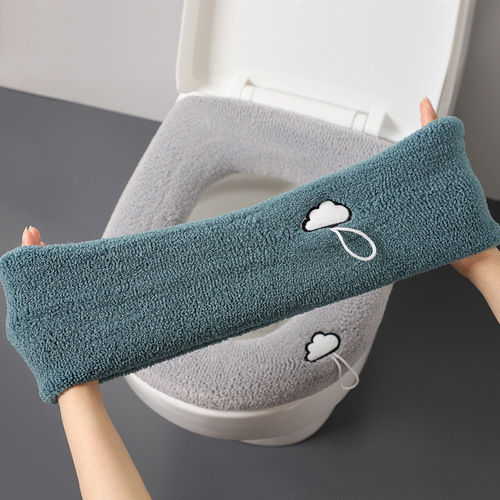 Toilet seat cushion for home use, winter-thick plush toilet seat cover, all-season universal, flocked seat pad ring cushion, wholesale
