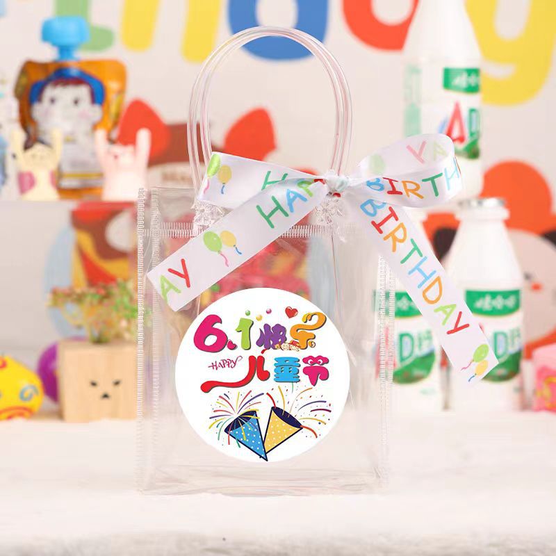 Venta al por mayor regalo de cumpleaños de Kindergarten graduación niños regalo de mano niños merienda bolsa de regalo bolso de PVC transparente