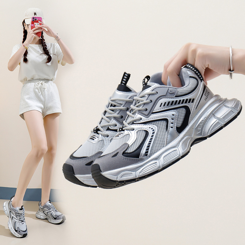 ins coreano de suela gruesa zapatos de papá 2026 primavera nuevos zapatos de carreras de estudiantes de carreras zapatos de altura LD008 image 1