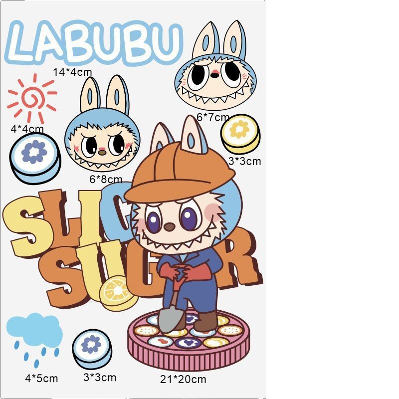 Labubu 電気自動車バッテリーカークリエイティブステッカー防水装飾フィルムパーソナライズされた漫画ブロックスクラッチ|undefined