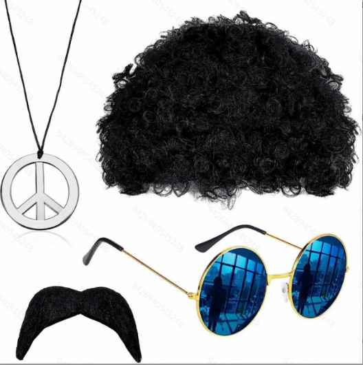Fiesta de carnaval peluca barba falsa cosplay accesorios disco de los 70 collar de Elvis accesorios de los 90