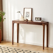 玄关条桌条几北欧实木现代简约供桌新中式条案黑胡桃木窄桌