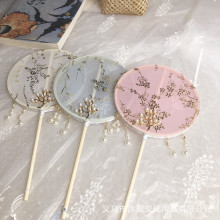 2022厂家直销古风扇子夏季新款儿童舞蹈团扇汉服拍照道具手工宫扇