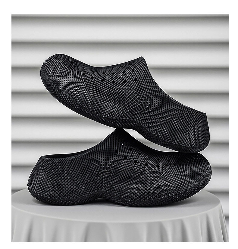 Dép bít mũi đế dày in 3D thoáng khí chống trượt đi ngoài trời — Màu kaki, màu đen chi tiết 19