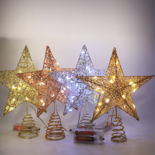 Cross-border wholesale new tree top star with light five-pointed star decoration LED Christmas tree top decoration lighting props