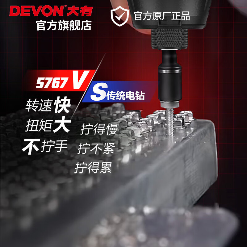 El litio tiene (Devon) 12V destornillador de impacto sin escobillas destornillador eléctrico eléctrico 5767 taladro eléctrico