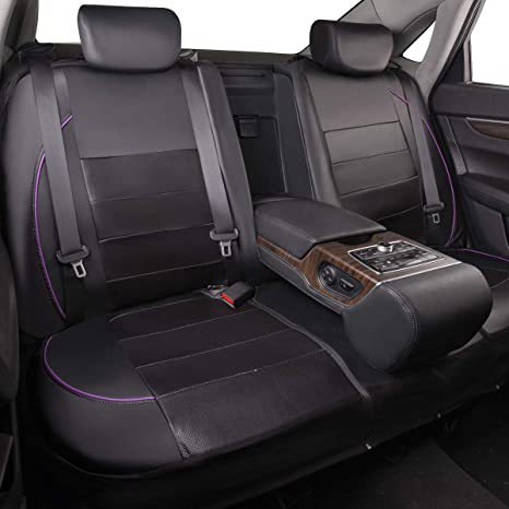 Universal Pu Leather Car Seat Cover with Single-Needle Arc Pull Strap, Leather Style, 5-Seater Car Seat Cover