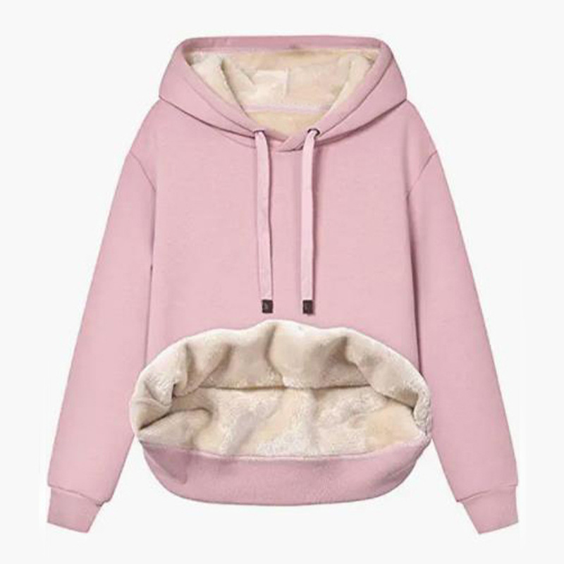 Sudadera Con Capucha De Manga Larga Para Mujer Y Bolsillo Sudaderas A La Moda De Color Sólido display picture 20