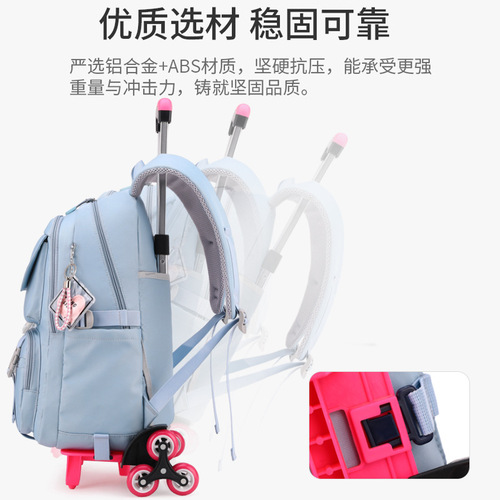 Cross-border one-time delivery natural fish new pull-type schoolbag for primary school students 3-6 grade middle school students 8-14 years old girls