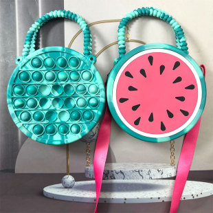 2025 Korean Watermelon Handbag Cartoon Donut Silicone Bag Storage Bag Shoulder Crossbody Bag for Girls