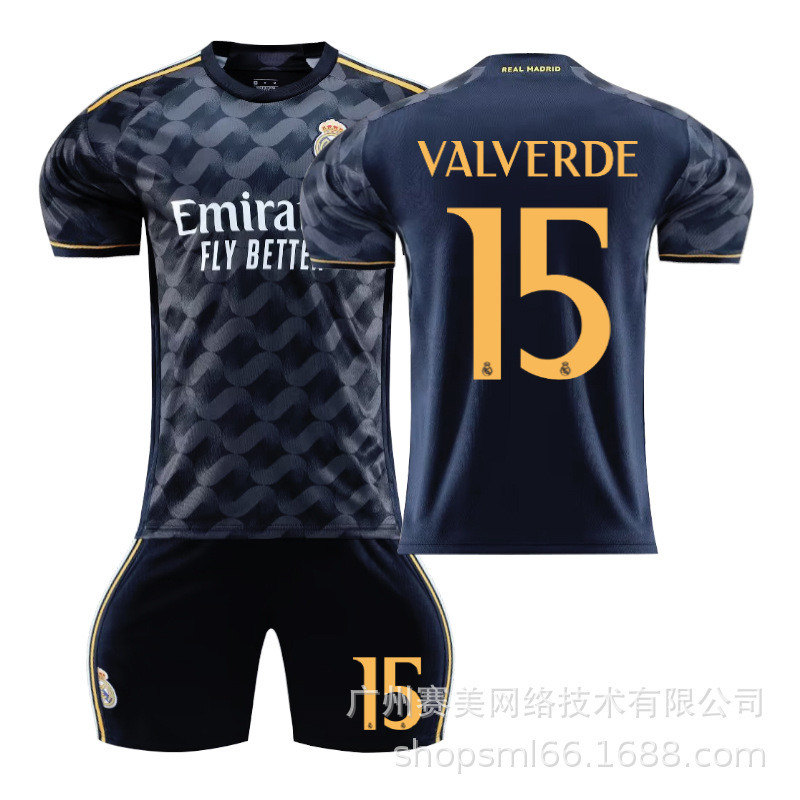 2324 Real Madrid fuera de zafiro azul Jersey N ° 10 Modrich 7 Winnie Croc 5 Bellingham fútbol uniforme traje