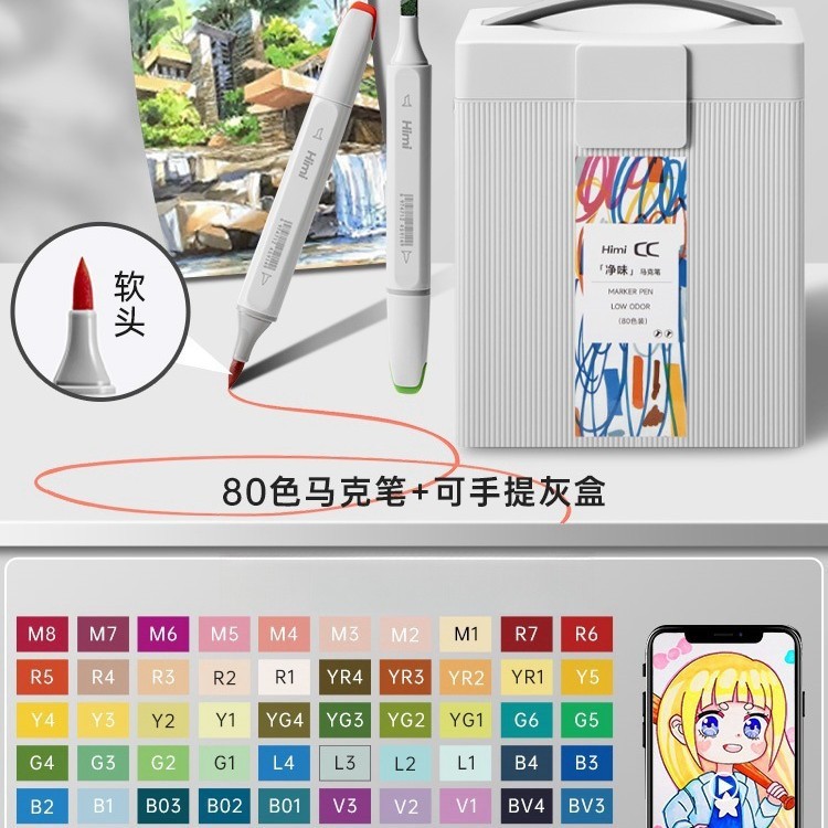 HIMI 無臭ソフトヘッドマーカーミア CC アルコール双頭マーカー手描きアニメーションデザインペイントブラシ|undefined