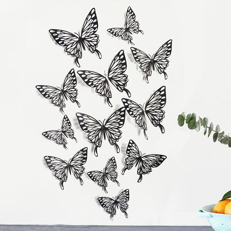 Décoration murale papillon 3D en papier creux, simulation tridimensionnelle, salon, bureau, maison, fenêtre autocollante_voghion.com