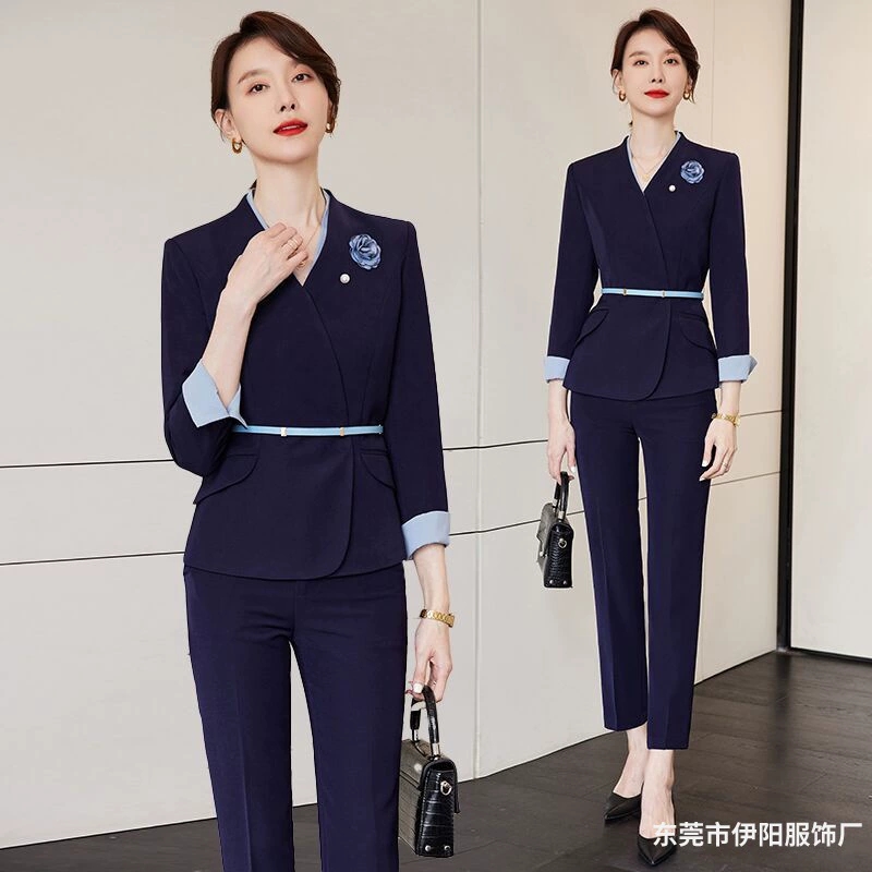 Высококачественный деловой костюм женский весенне-осенний Темперамент богиня Вентилятор стойка регистрации инструменты отдел продаж ювелирный магазин комбинезоны