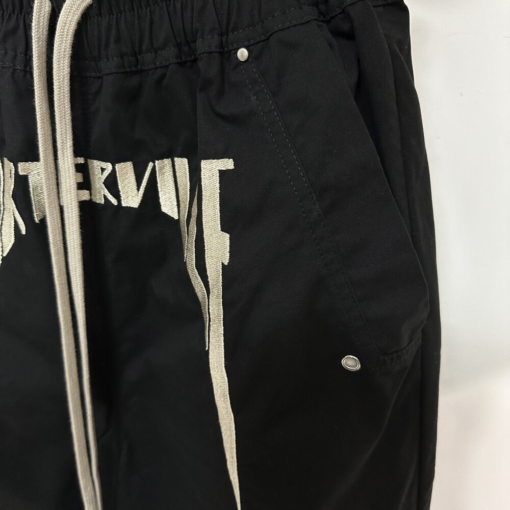 Dark Slogan Embroidered Silk Twill Wide Leg Straight Leg Loose Trousers mid Waist Long Pants Non-Stretch Care_mkmklike.com