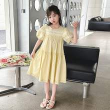 女童夏季连衣裙2024新款儿童洋气薄款棉布裙中大童韩版时髦公主裙