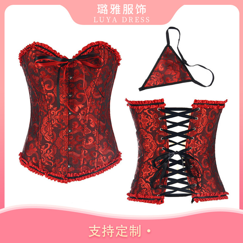 Fábrica al por mayor europea y americana sexy corte corsé vestido de novia ropa interior corsé