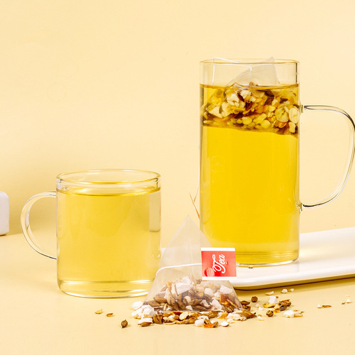 Sishen Soup 25 packs are sold in large quantities and are cost-effective. Barley tea, coix seed, orange peel, poria, yam, lotus seeds, triangular packets of scented tea.