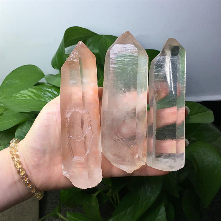 哥伦比亚天然白水晶镭射激光柱子资料库原石原矿标本家居摆件装饰