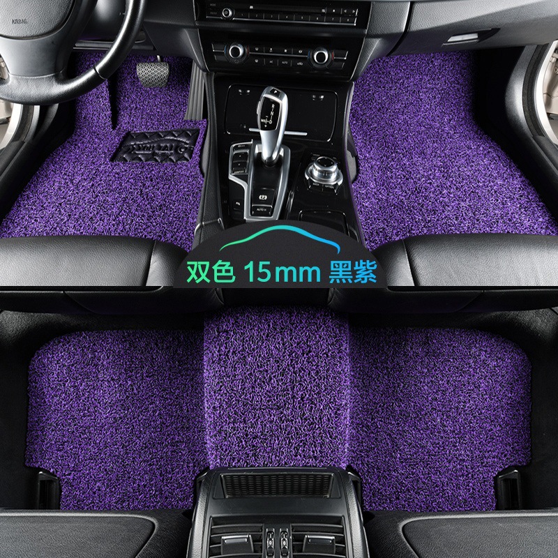 Mats Easy Clean | Universal Car Carpet - black-purple-15mm-thick-full-set-five-seats-custom-note-car-model-year