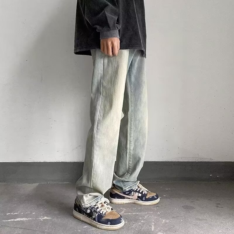 Estilo de Hong Kong hombres de moda verano nuevo estilo 2024 personalidad alfabeto jeans hip-hop ins marea calle alta tendencia pantalones guapos