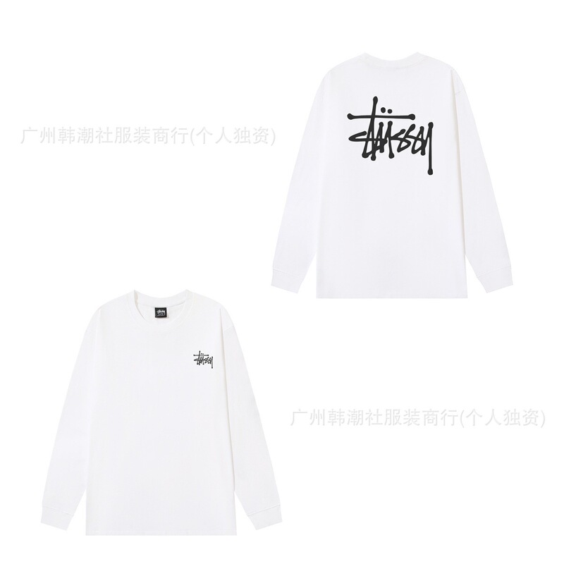 オリジナルラベルクロスボーダー新しいトレンディなブランド stu ツアークラシックレタープリントラウンドネック長袖 Tシャツドロップシッピング|undefined