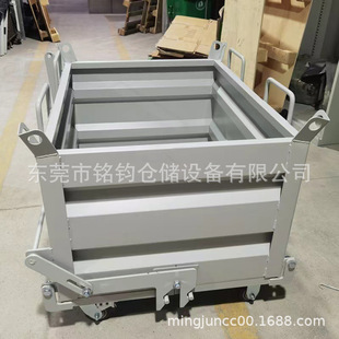 Engineering heavy duty steel metal turnover box self-unloading industrial waste box factory forklift iron scrap collection box