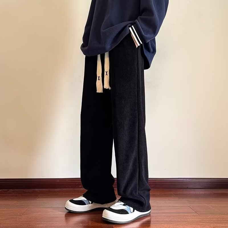American Style Pants Men's Spring and Autumn Dipper Loose Straight Pants Wide Leg Men's Pants Casual Pants Thin Autumn Wear